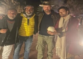 Ali Fazal captured with Gerard Butler in a fun moment on the sets of ‘Kandahar’
